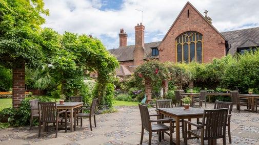 The café terrace at Greyfriars Garden, Worcestershire